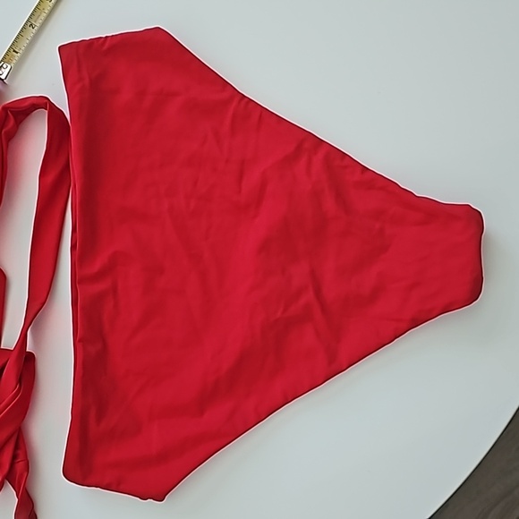 NWOT Red Bikini Wrap One Shoulder Top Highwaisted bottom Size Medium - Picture 9 of 9